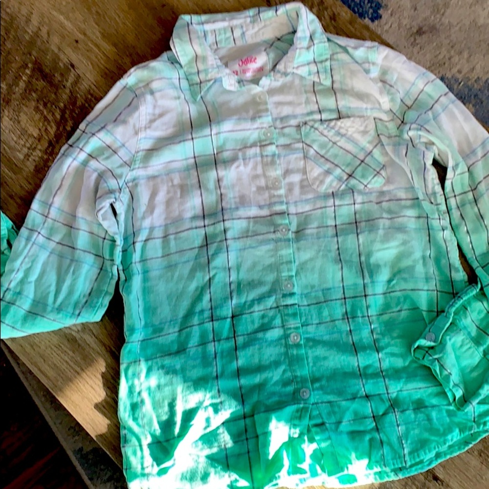 Ombré long sleeve plaid justice top size 12